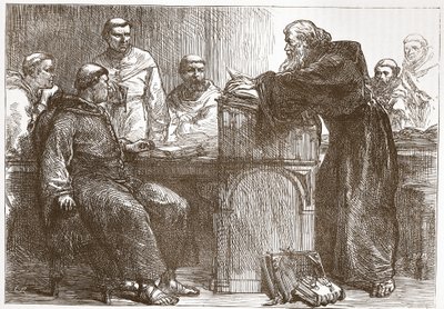 Lefevre föreläser på Sorbonne, illustration från The History of Protestantism av James Aitken Wylie (1808-1890), pub. 1878 av English School