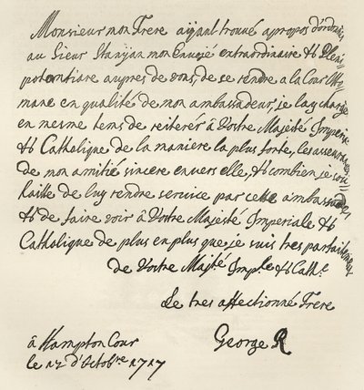 Brev från George I till Karl VI, 1717, publicerat i 