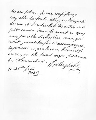 Brev skickat av Lord Bolingbroke till abbé Alari (litho) av English School