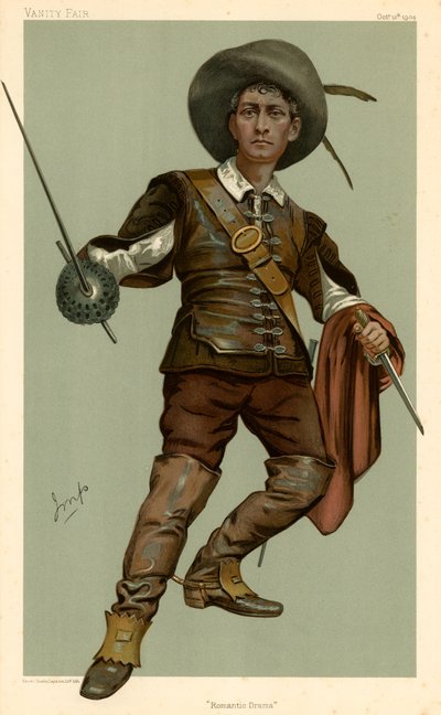 Lewis Waller, Romantiskt drama, Vanity Fair-tecknad film, 13 oktober 1904 av English School
