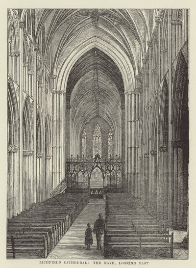 Lichfield Cathedral, långhuset, österut av English School