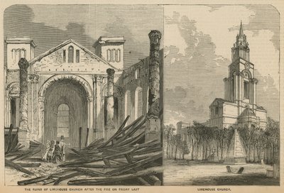 Limehouse Church före och efter branden av English School