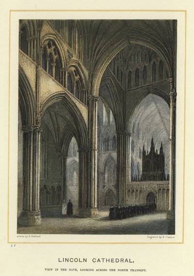Lincoln Cathedral, utsikt i långhuset, med utsikt över norra tvärskeppet av English School