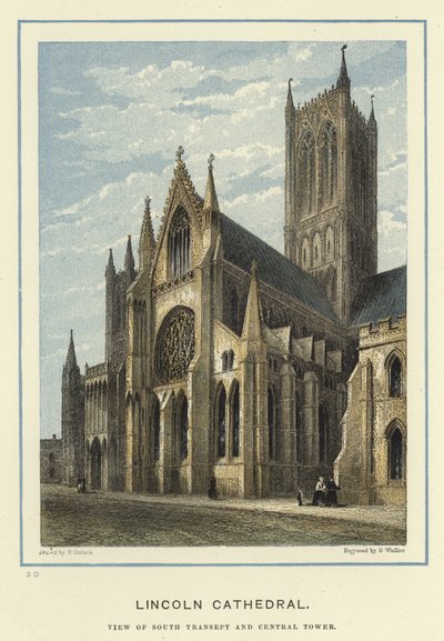 Lincoln Cathedral, utsikt över södra korsarm och centrala tornet av English School