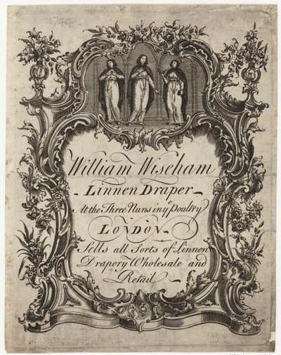 Linen Draper, William Wiseham, handelskort av English School