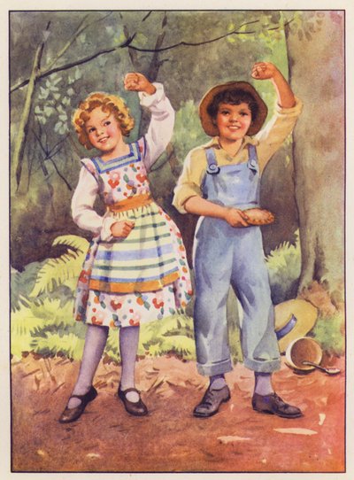 Little Jack Horner och Little Miss Muffet (färglitografi) av English School