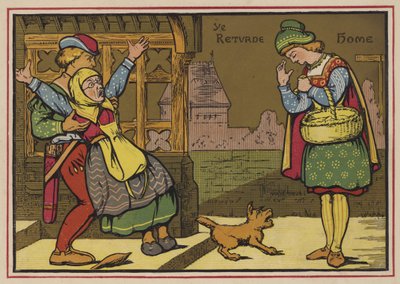 Little Market Woman (färg litho) av English School
