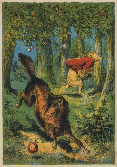 Lilla grisen rymmer (färglitografi) av English School