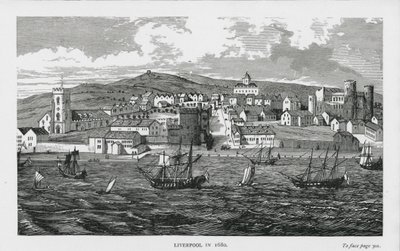 Liverpool år 1680 (gravyr) av English School