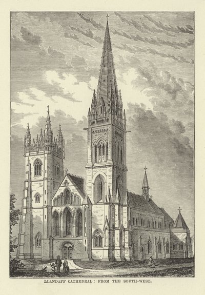 Llandaff Cathedral, från sydväst av English School