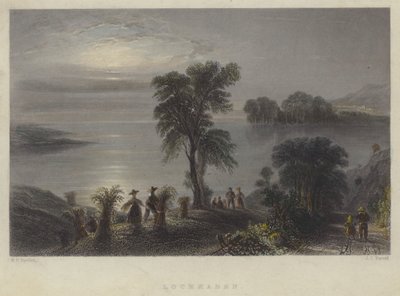Lochmaben, Skottland (färgad gravyr) av English School
