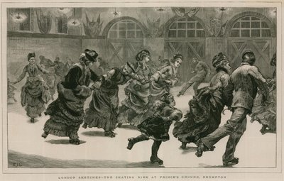 London Sketches: The Skating Rink på Princes Ground, Brompton av English School