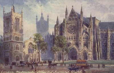 London, Westminster Abbey och St Margarets Church av English School