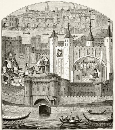 London and the Tower of London på 1400-talet, från "The National and Domestic History of England" av William Hickman Smith Aubrey (1858-1916) publicerad London, ca 1890 av English School