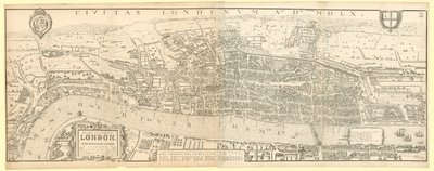 London under drottning Elizabeth I:s regeringstid, en faksimil (förminskad) av kartan av Aggas 1560 av English School