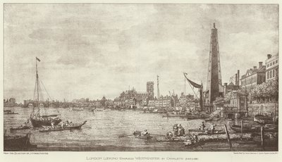 London ser mot Westminster (litho) av English School
