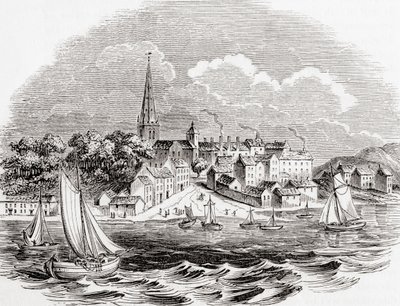 Londonderry, Nordirland, från Old England: Ett bildmuseum, pub. 1847 av English School