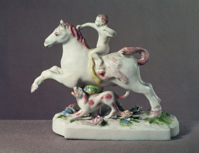 Longton Hall-figur av Amor som rider på en häst, ca 1755 (porslin) av English School