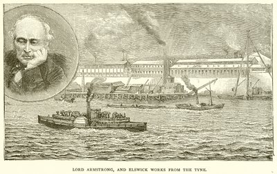 Lord Armstrong och Elswick Works from the Tyne av English School