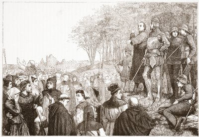 Lord Cobham på en Lollard Preaching, illustration från The History of Protestantism av James Aitken Wylie (1808-1890), pub. 1878 av English School