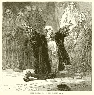 Lord Cobham inför biskoparna, 1413 av English School