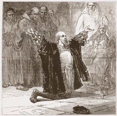 Lord Cobham före biskoparna, illustration från The History of Protestantism av James Aitken Wylie (1808-1890), pub. 1878 av English School
