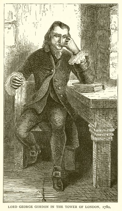 Lord George Gordon i Towern i London, 1780 av English School
