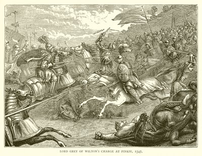 Lord Gray of Wiltons Charge at Pinkie, 1547 av English School
