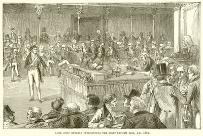 Lord John Russell introducerar den första reformen, A.D. 1831 av English School