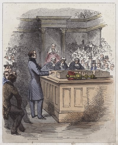Lord John Russell i underhuset (färgad gravyr) av English School