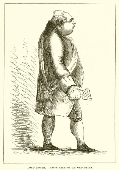 Lord North. Fac-liknelse av ett gammalt tryck av English School