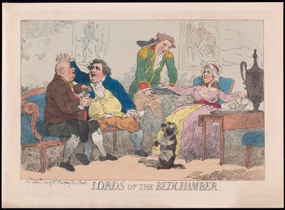 Lords of the Bedchamber, pub. 1784 (handfärgad gravyr) av English School