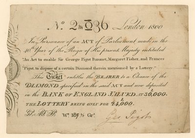 Lotteri för att vinna en diamant, 1800 av English School