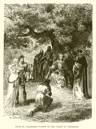 Ludvig IX utdelar rättvisa i skogen i Vincennes av English School