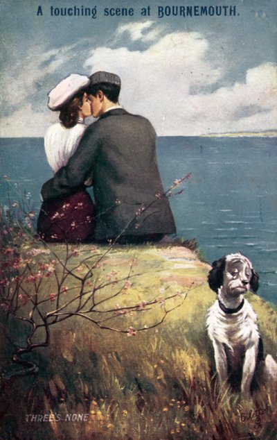 Älskare i Bournemouth, med hund utesluten (färg litho) av English School
