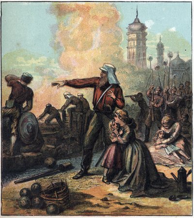 Lucknows belägring under Cipayes revolt mot brittisk makt i Indien av English School