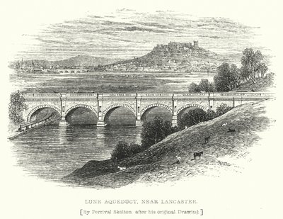 Lune Aqueduct, nära Lancaster (gravyr) av English School