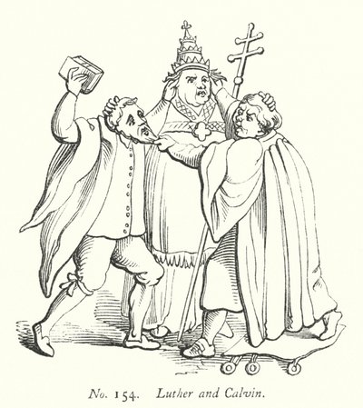 Luther och Calvin (gravyr) av English School