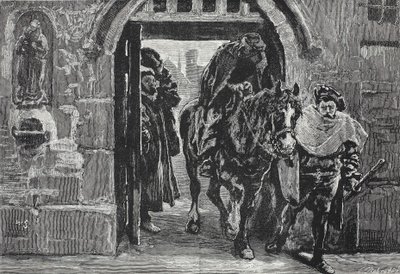 Luther flyr från Augsburg, illustration från The History of Protestantism av James Aitken Wylie (1808-1890), pub. 1878 av English School