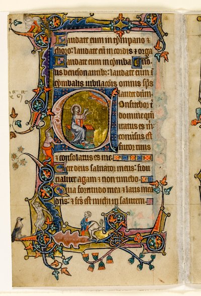 MS 1-2005, fol. 207v: Isaiah Praying, historisk initial a från Macclesfield Psalter, Use of Sarum, East Anglia, ca 1330 av English School