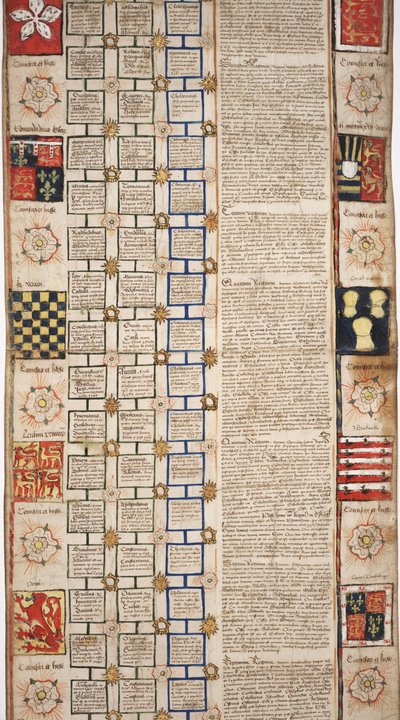 MS Lewis E 201 avsnitt 3, Chronicle of the History of the World from Creation to Woden, med en Genealogy of Edward IV, c.1461 av English School