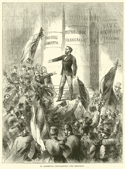 M Gambetta proklamerar republiken, september 1870 av English School