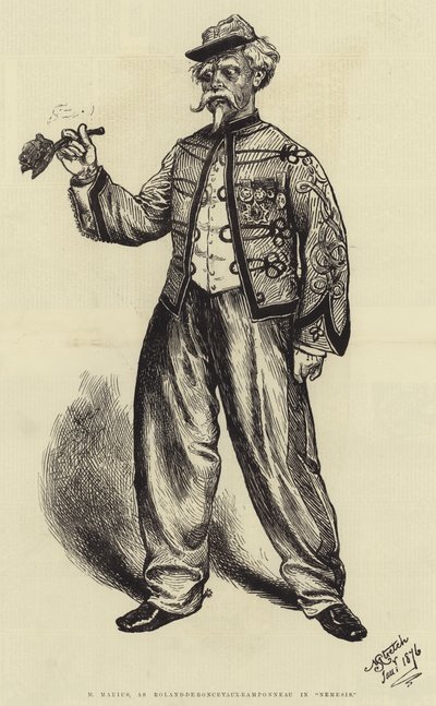 M Marius, som Roland-de-Roncevaux-Ramponneau i "Nemesis" (gravyr) av English School
