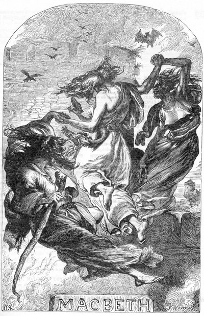 Macbeth - Illustration i "" Completes de William Shakespeare"" 1866 - Illustrationerna och den allmänna formen för denna utgåva är lånade från Cassells illustrerade Shakespeare, publicerad i London av English School