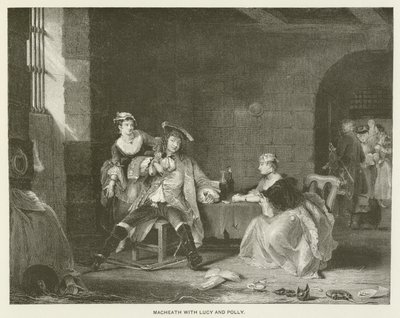 Macheath med Lucy och Polly (gravyr) av English School