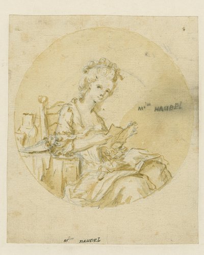 Madame Handel, mitten av 1800-talet (penna & bläck och tvätt på papper) av English School