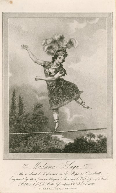 Madame Saqui, den hyllade artisten på repet i Vauxhall Gardens, London av English School
