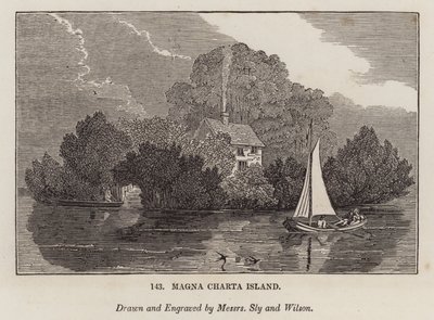 Magna Charta Island (engraving) av English School