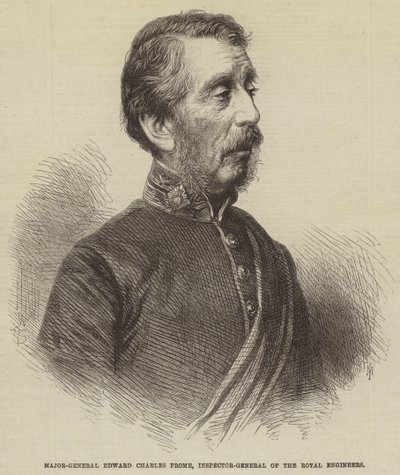 Generalmajor Edward Charles Frome, generalinspektör för de kungliga ingenjörerna (gravyr) av English School
