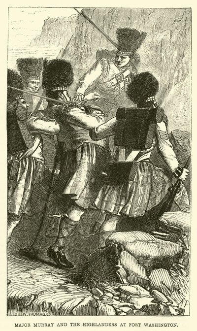 Major Murray och Highlanders i Fort Washington av English School
